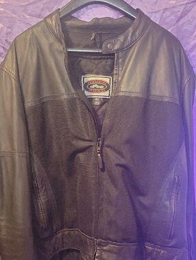 Rivers Road Black Leather & Textile Bomber Jacket - Men's